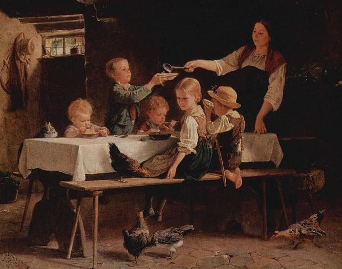 Benjamin Vautier Kinder beim Mittagessen oil painting image